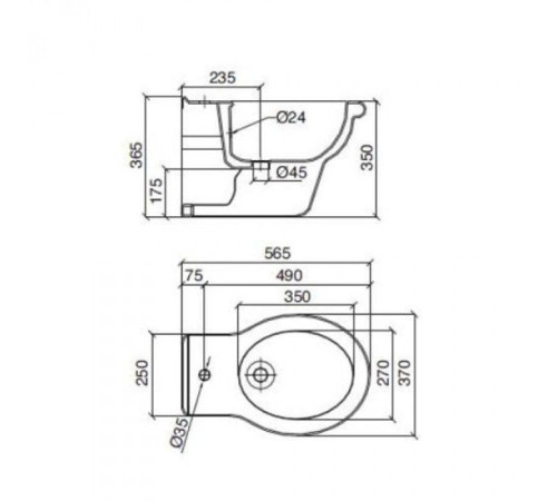 Биде подвесное Sbordoni Palladio 1 отверстие белый/бронза 7098 BR