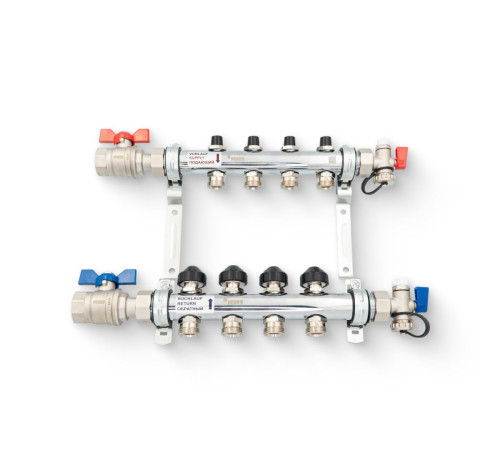 Комплект коллекторов REHAU HKV 8 контуров с шаровыми кранами 509651