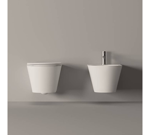 Унитаз подвесной Alice Ceramica Hide Round 57х37 см безободковый с сиденьем микролифт 31170101SET