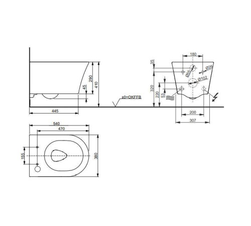 Унитаз подвесной TOTO RG безободковый с сиденьем Washlet RG Lite 38х58х33.5 см CW553EY/TCF34170GEU