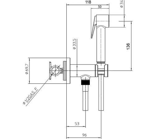 Гигиенический комплект с прогрессивным смесителем Bossini PALOMA BRASS хром E37007B.030