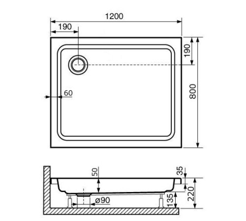 Душевой поддон RGW Style 800x1200 мм 16180282-11