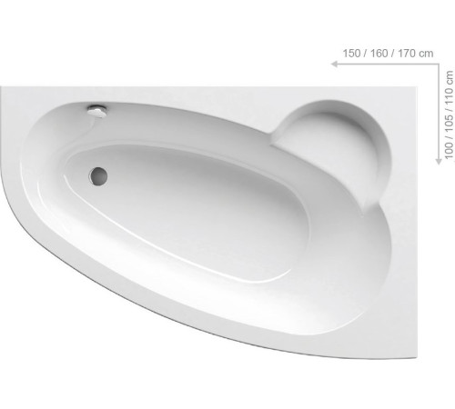 Ванна акриловая асимметричная RAVAK Asymmetric 160x105 см R белая C471000000
