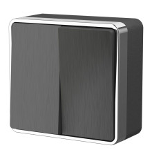 Выключатель двухклавишный Gallant графит рифленый W5020004
