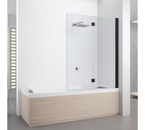 Шторка на ванну Novellini Young BSV 120х151.6 см правая прозрачное стекло черный матовый Y21BSV120D-1H