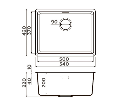 Кухонная мойка Omoikiri Kata 54-U-BL Artgranit 54x42 см черный 4993410