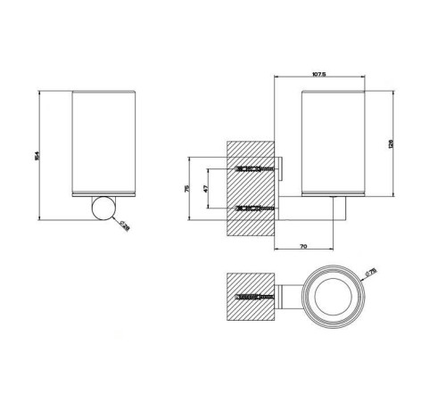 Стакан подвесной Gessi 316 Steel Brushed / Черный 54708#239