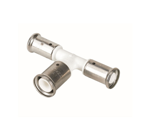 Тройник переходный HENCO 12PKW ПВДФ пресс увеличенный в центре 20x26x20 белый 12PKW-202620