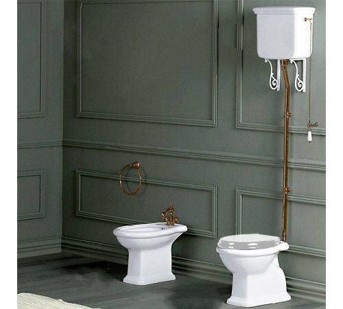 Унитаз напольный SIMAS Lante 38.5х58 см выпуск в стену высокий бачок бронза белый LA02bi/LA06bi/LAMN bi/R01br