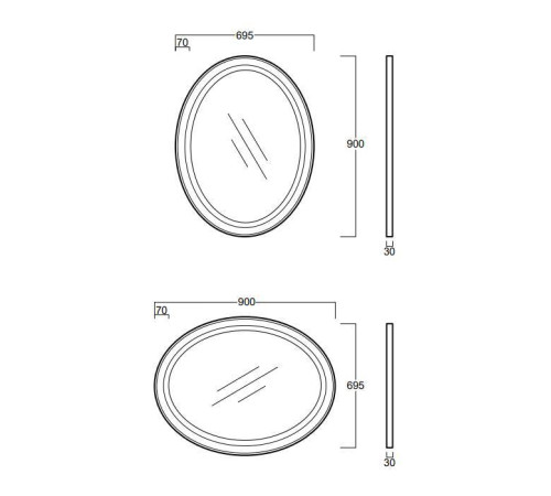 Зеркало овальное Simas Lante 90x62 см белый LAS1 bi