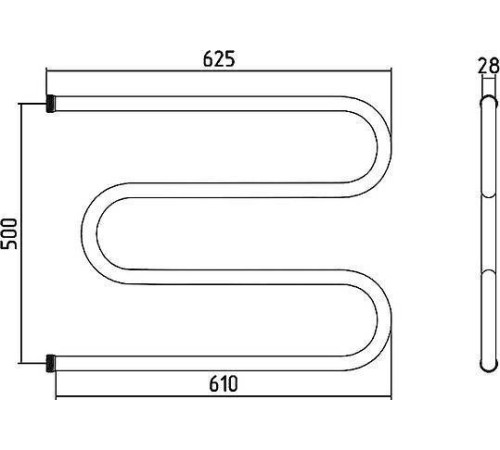 Полотенцесушитель водяной Стилье М-образный 528x650 мм 00004-5065
