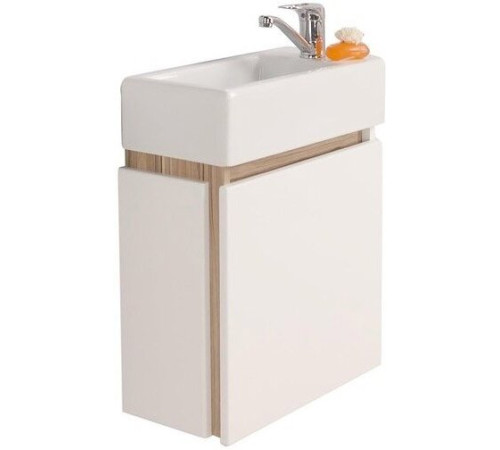 Комплект мебели для ванной AQUATON Эклипс М 65 тумба подвесная эбони светлый левая и раковина Эрис 1A1728K1EK49L