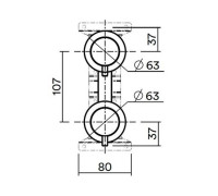 Встраиваемая часть смесителя QuadroDesign Source на 2 потребителя brushed stainless steel IN047AS
