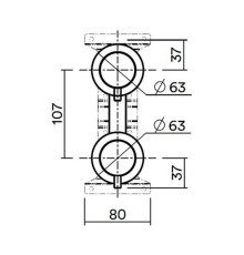 Встраиваемая часть смесителя QuadroDesign Source на 2 потребителя brushed stainless steel IN047AS
