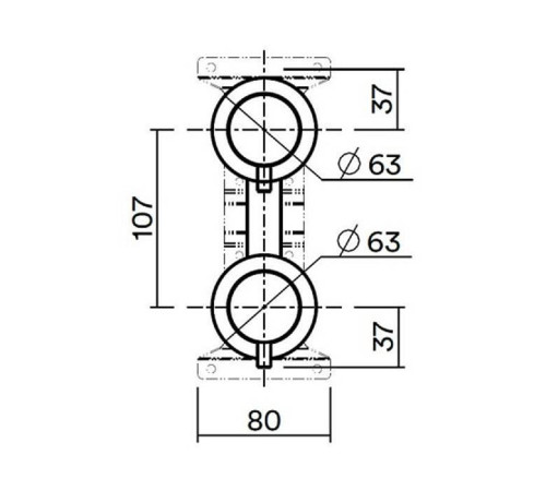 Встраиваемая часть смесителя QuadroDesign Source на 2 потребителя brushed stainless steel IN047AS