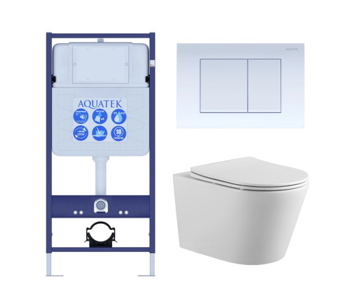 Комплект инсталляции 4 в 1 AQUATEK ВЕГА (рама INS-0000012, кнопка KDI-0000009, унитаз AQ1905-00) ВЕГА-009
