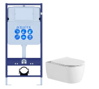 Комплект инсталляции с унитазом AQUATEK ЕВРОПА New (рама INS-0000012, унитаз AQ1106L-00 soft-close) ЕВРОПА New