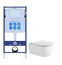 Комплект инсталляции с унитазом AQUATEK ЕВРОПА New (рама INS-0000012, унитаз AQ1106L-00 soft-close) ЕВРОПА New