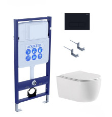 Инсталляция с унитазом AQUATEK Европа 4 в 1 рама Standard INS-0000012 кнопка KDI-0000017 унитаз AQ1106-00 cmp017