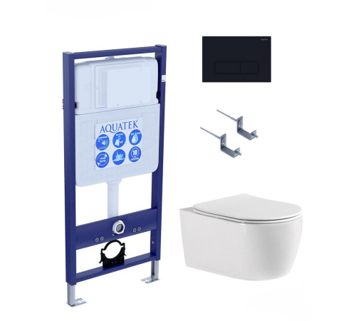 Инсталляция с унитазом AQUATEK Европа 4 в 1 рама Standard INS-0000012 кнопка KDI-0000017 унитаз AQ1106-00 cmp017