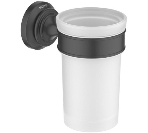 Стакан с держателем Aquanet Классик матовый черный AQ4527MB