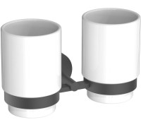 Стакан с держателем двойной Aquanet БЕТТА матовый черный AQ4617MB