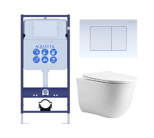 Комплект 4 в 1 инсталляция AQUATEK Standard INS-0000012 клавиша KDI-0000009 унитаз КЛАССИК AQ1112-00 КЛАССИК-cm-009 4в1
