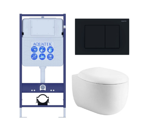 Комплект инсталляции 4 в 1 AQUATEK Альтаир (рама Standard INS-0000012, кнопка KDI-0000012, унитаз AQ1980-00) cm-012
