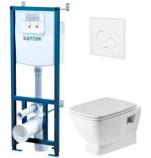 Комплект инсталляция с подвесным унитазом Santek Нео Rimless белая панель 1.WH50.1.758