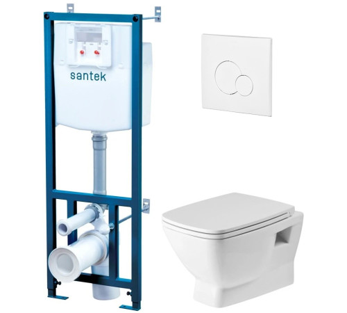 Комплект инсталляция с подвесным унитазом Santek Нео Rimless белая панель 1.WH50.1.758