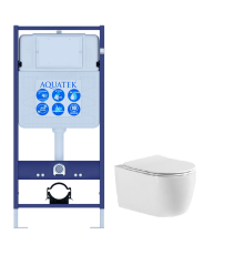 Комплект инсталляции с унитазом AQUATEK ЕВРОПА New cm (рама INS-0000012, унитаз AQ1106-00 soft-close) ЕВРОПА New cm