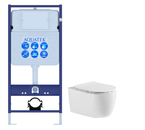 Комплект инсталляции с унитазом AQUATEK ЕВРОПА New cm (рама INS-0000012, унитаз AQ1106-00 soft-close) ЕВРОПА New cm