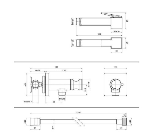 Гигиенический душ Bossini Cube Brass прогрессивный смеситель черный матовый E38003B.073