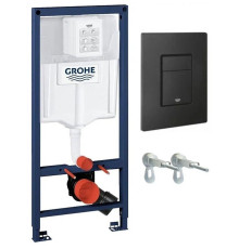 Система инсталляции для подвесного унитаза GROHE Solido 3 в 1 с панелью смыва 38966KF0 матовый черный 38811KF0