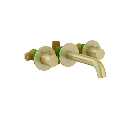 Смеситель для раковины встроенный с термостатом Timo Saona золото матовое 2381/17SM