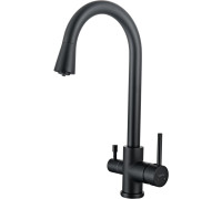 Смеситель для кухни Aquanet Вега с подключением к фильтру полукруглый излив матовый черный AQ1085MB