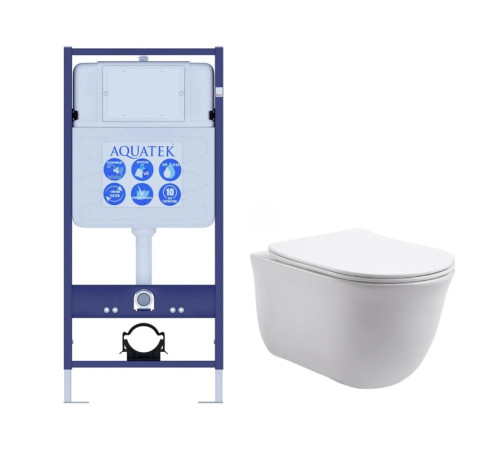 Комплект инсталляция AQUATEK Standard INS-0000012 и унитаз КЛАССИК AQ1111-00 без клавиши КЛАССИК