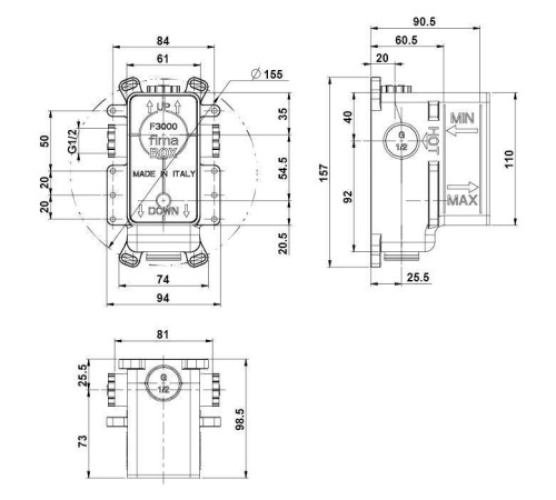 Внутренняя часть смесителя Fima Carlo Frattini Fimabox на 1-2 выхода F3000