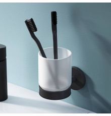 Стакан стеклянный с настенным держателем AM.PM X-Joy черный A85A34322