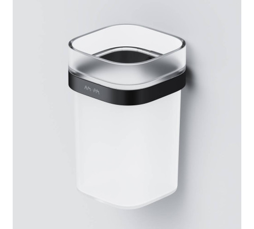 Стакан стеклянный с держателем AM.PM Func настенный черный A8F34322