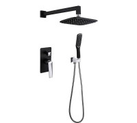 Душевая система Boheme Venturo встраиваемая со смесителем верхним и ручным душем черный глянцевый/хром 374-B