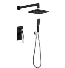 Душевая система Boheme Venturo встраиваемая со смесителем верхним и ручным душем черный глянцевый/хром 374-B