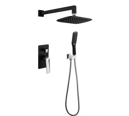 Душевая система Boheme Venturo встраиваемая со смесителем верхним и ручным душем черный глянцевый/хром 374-B