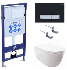 Комплект инсталляции 4 в 1 Aquatek Поларис (рама Standard, унитаз AQ0700-00, сиденье soft-close, панель KDI-0000026) ПОЛАРИС-026