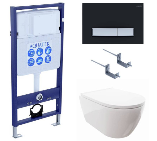 Комплект инсталляции 4 в 1 Aquatek Поларис (рама Standard, унитаз AQ0700-00, сиденье soft-close, панель KDI-0000026) ПОЛАРИС-026