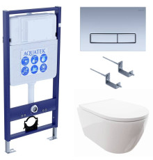 Комплект инсталляции 4 в 1 Aquatek Поларис (рама Standard, унитаз AQ0700-00, сиденье soft-close, панель KDI-0000024) ПОЛАРИС-024