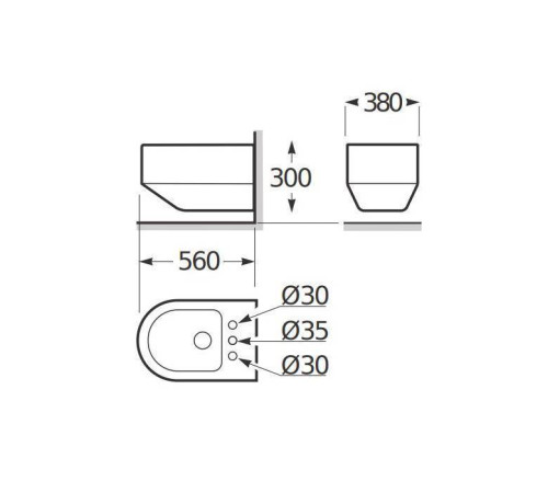 Биде подвесное Armani/Roca Baia 56x38x30 см белый 7.3570.C.600.0