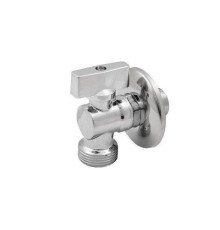 Кран шаровой угловой для стиральных машин Everline 3/4x1/2 НН ручка-бабочка с розеткой EV913412