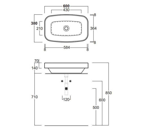 Раковина SIMAS Baden Baden 60х38 см без отверстия белая BB11bi