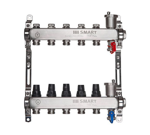 Комплект коллекторов Smart Install с балансировочными и термостатическими клапанами 1 x 3/4 EK 11 выходов 53141S